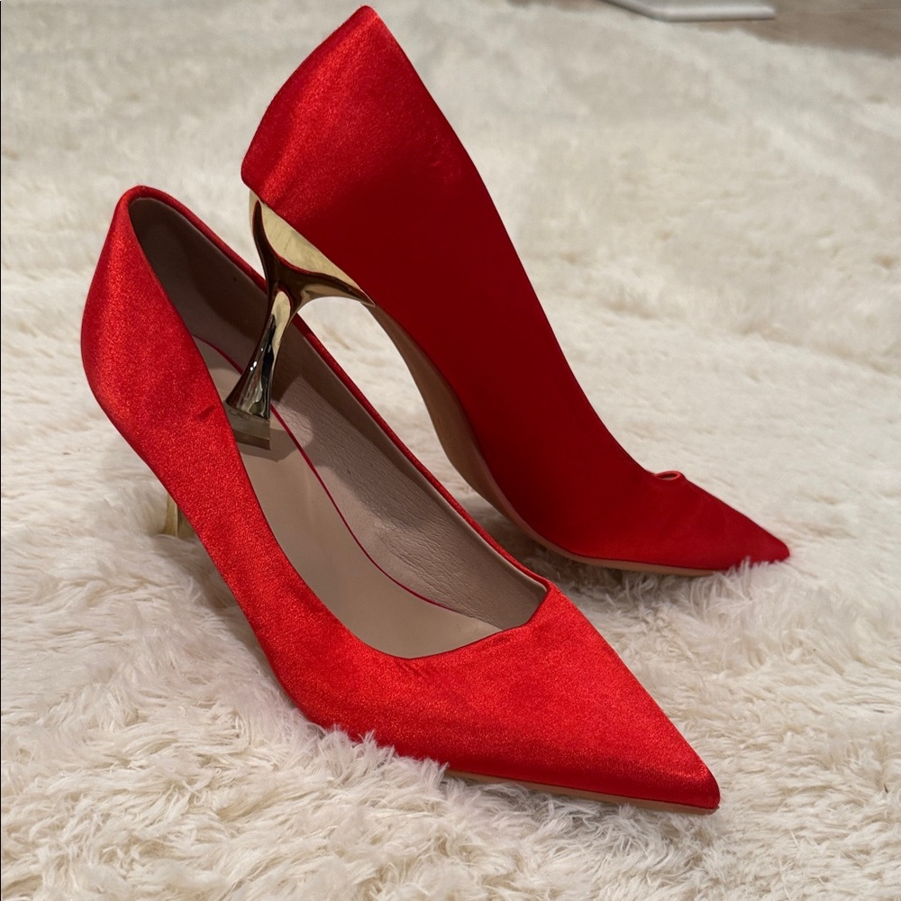 Elegant Red Satin Heels